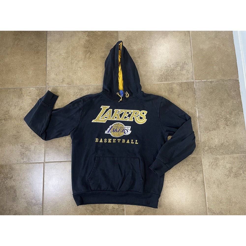 Los Angeles Lakers UNK Long Sleeve Black Hoodie Mens Size L Hooded Pocket